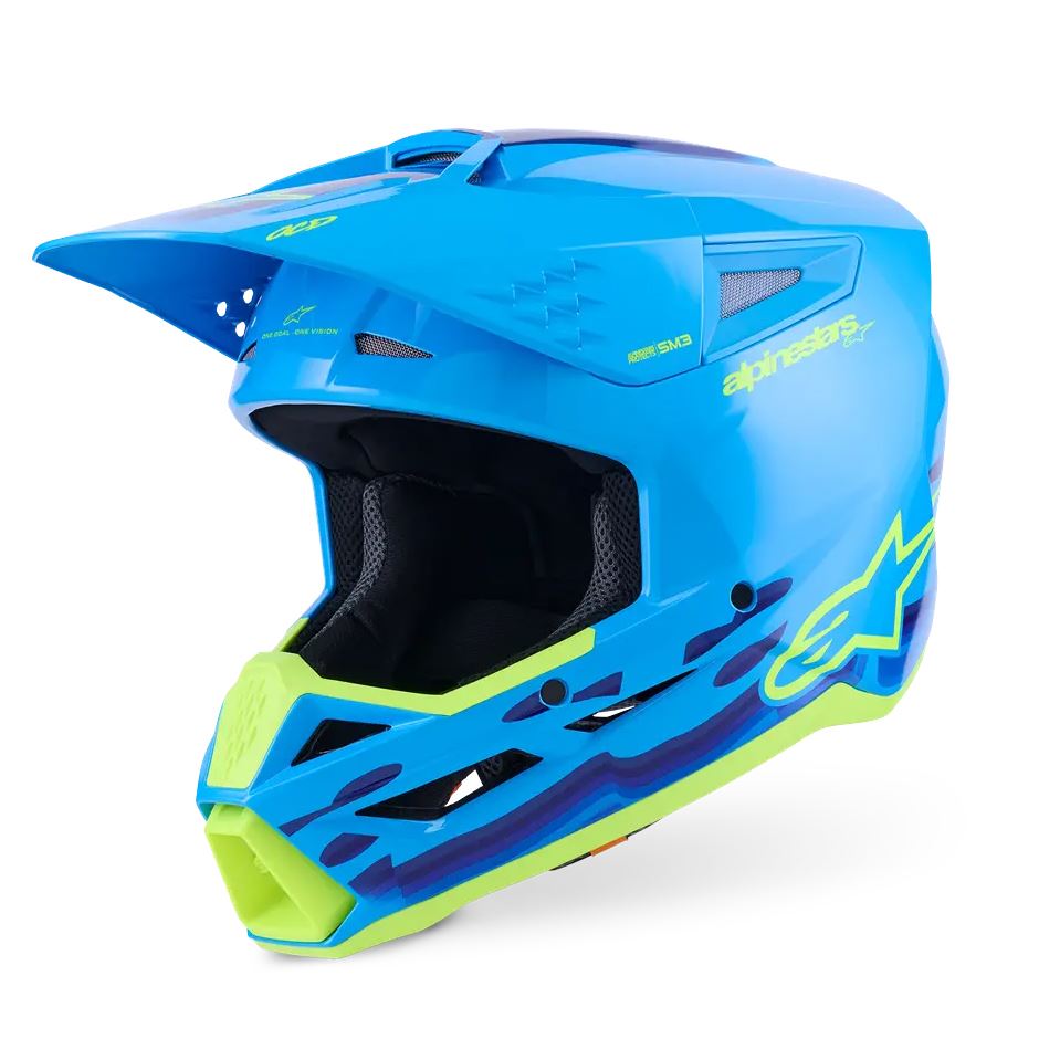 Alpinestars 2026 SM3 Force Motocross Helmet Cyan Glossy